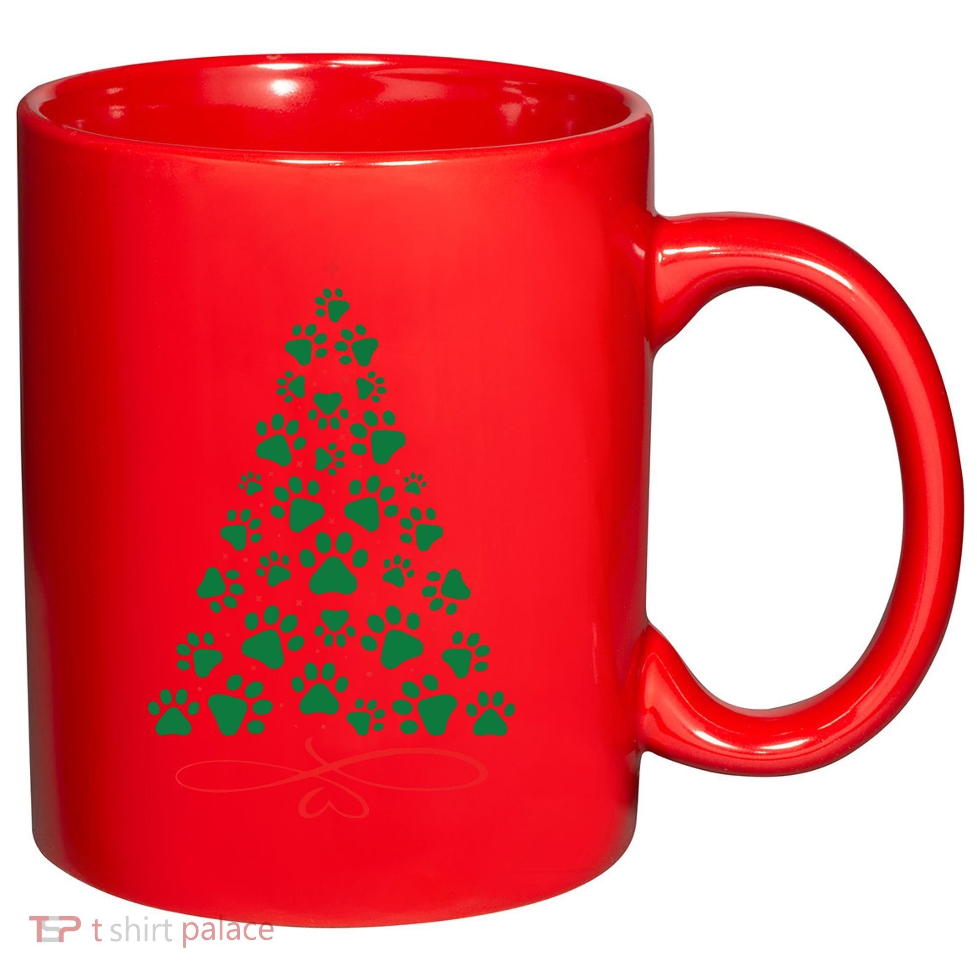 Christmas Paw Tree Christmas Dog Paw Christmas Tree 11oz C Handle Ceramic Mug