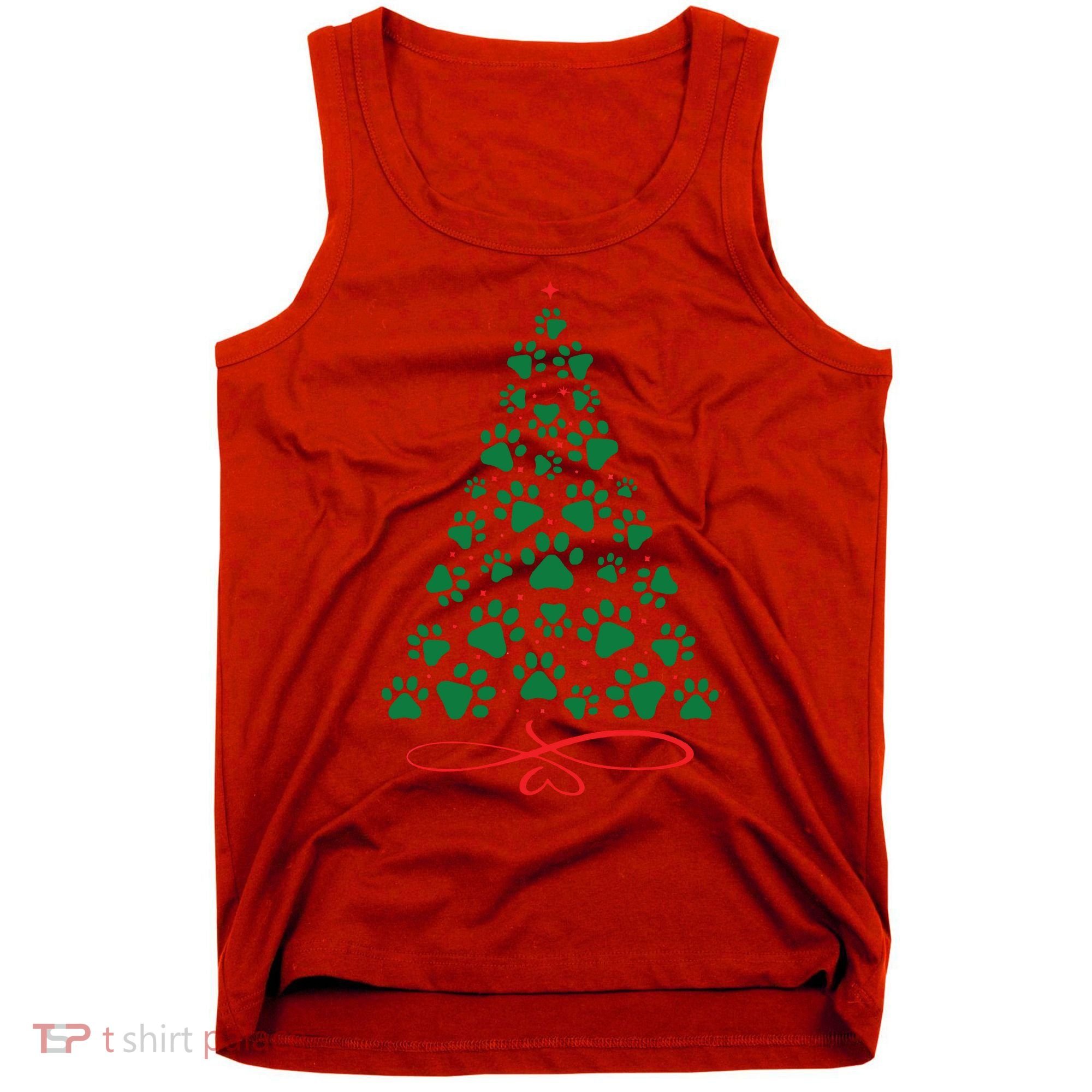 Christmas Paw Tree Christmas Dog Paw Christmas Tree Tank Top