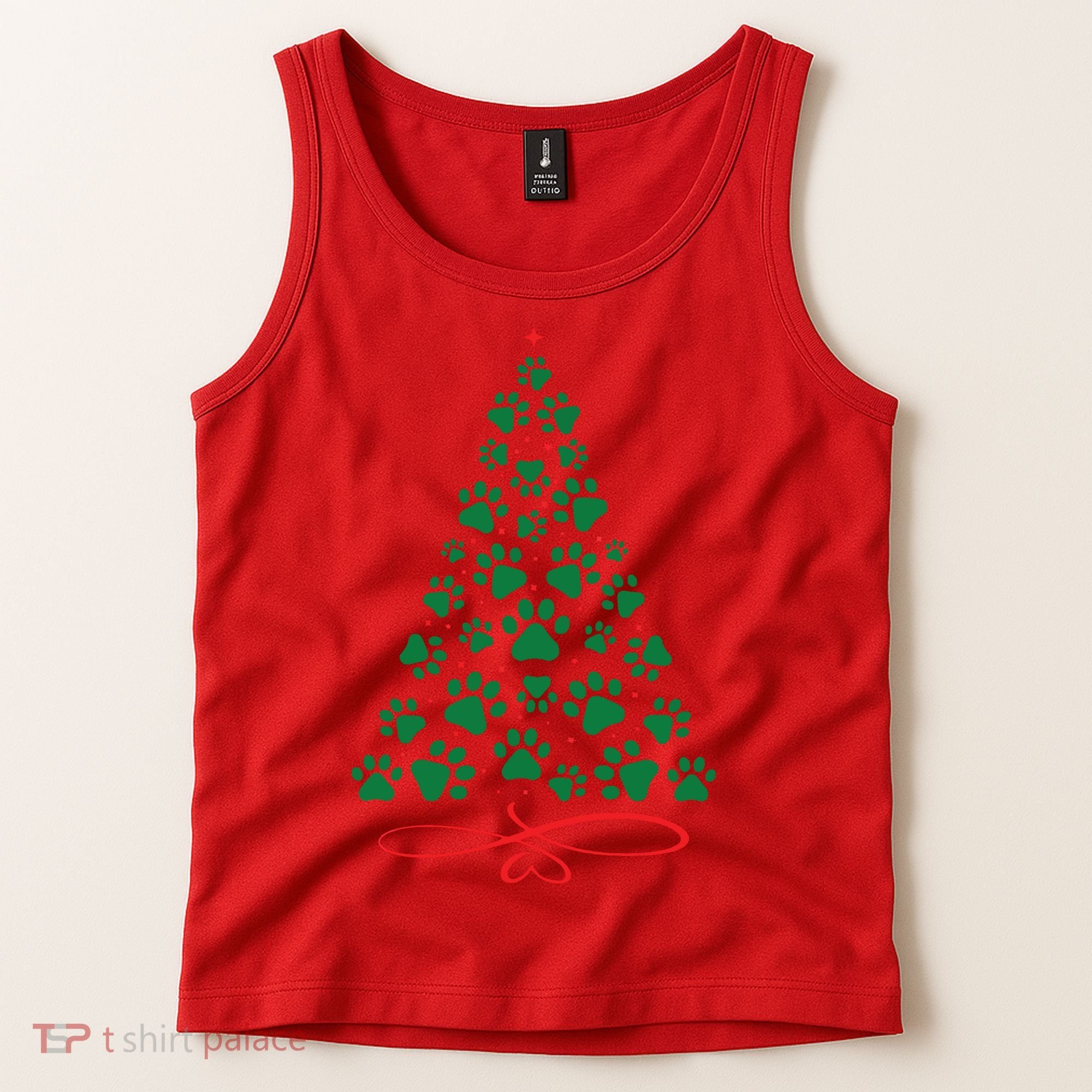 Christmas Paw Tree Christmas Dog Paw Christmas Tree Tank Top