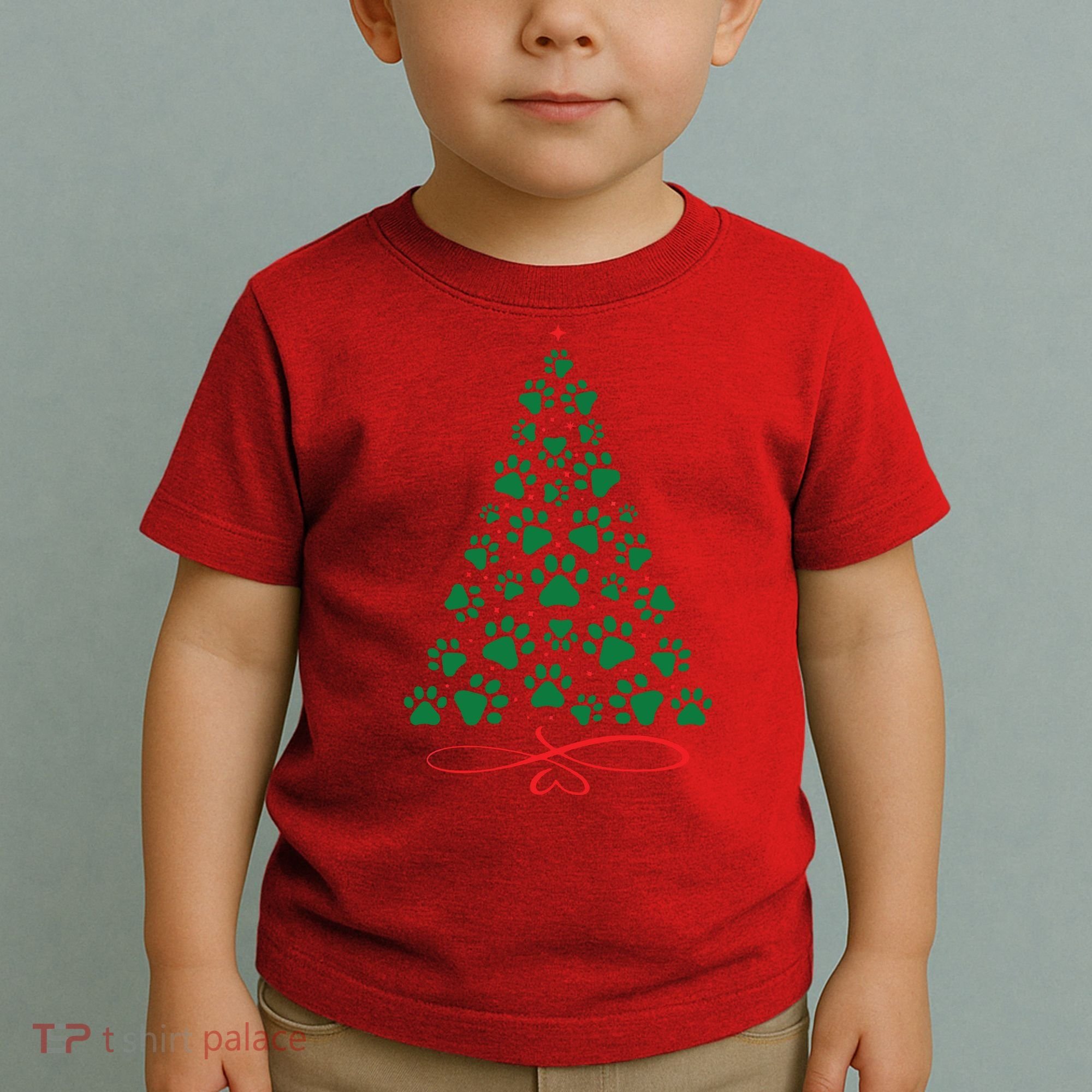 Christmas Paw Tree Christmas Dog Paw Christmas Tree Toddler T-Shirt