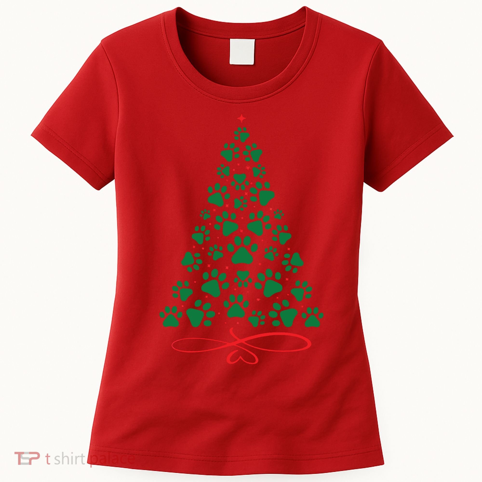 Christmas Paw Tree Christmas Dog Paw Christmas Tree Women's T-Shirt