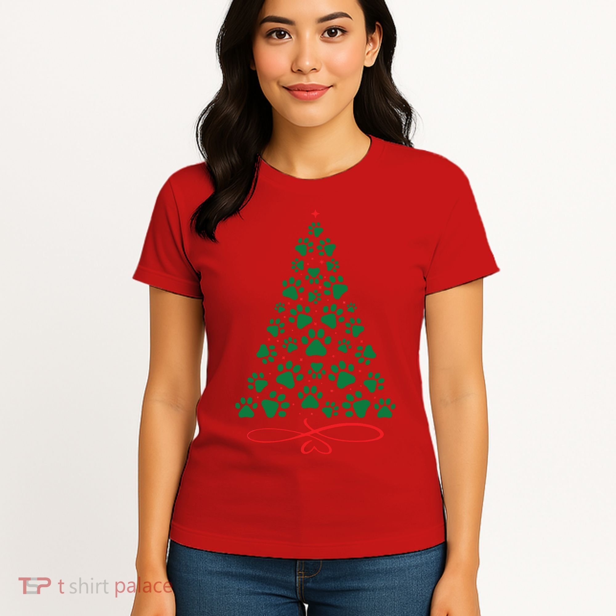 Christmas Paw Tree Christmas Dog Paw Christmas Tree Women's T-Shirt