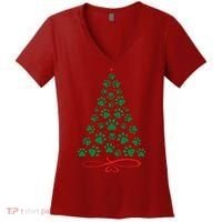 Christmas Paw Tree Christmas Dog Paw Christmas Tree Women's V-Neck T-Shirt thumb 0
