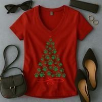 Christmas Paw Tree Christmas Dog Paw Christmas Tree Women's V-Neck T-Shirt thumb 2