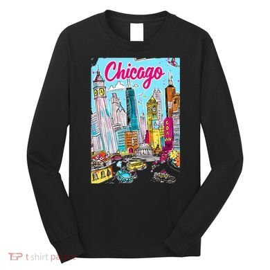Chicago Preppy Travel Design Long Sleeve Shirt
