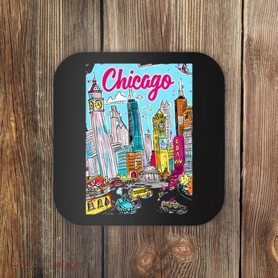 Chicago Preppy Travel Design Coaster