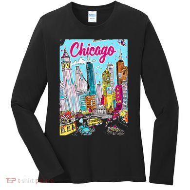 Chicago Preppy Travel Design Women's Long Sleeve Shirt