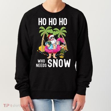 Christmas Palm Tree Santa Surfing Summer Beach Vacation Women's Sweatshirt