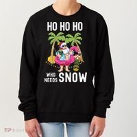 Christmas Palm Tree Santa Surfing Summer Beach Vacation Women's Sweatshirt thumb 0