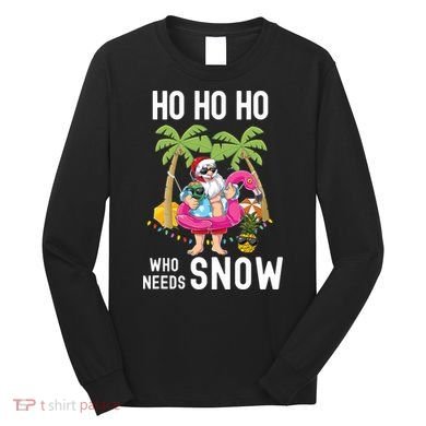 Christmas Palm Tree Santa Surfing Summer Beach Vacation Long Sleeve Shirt