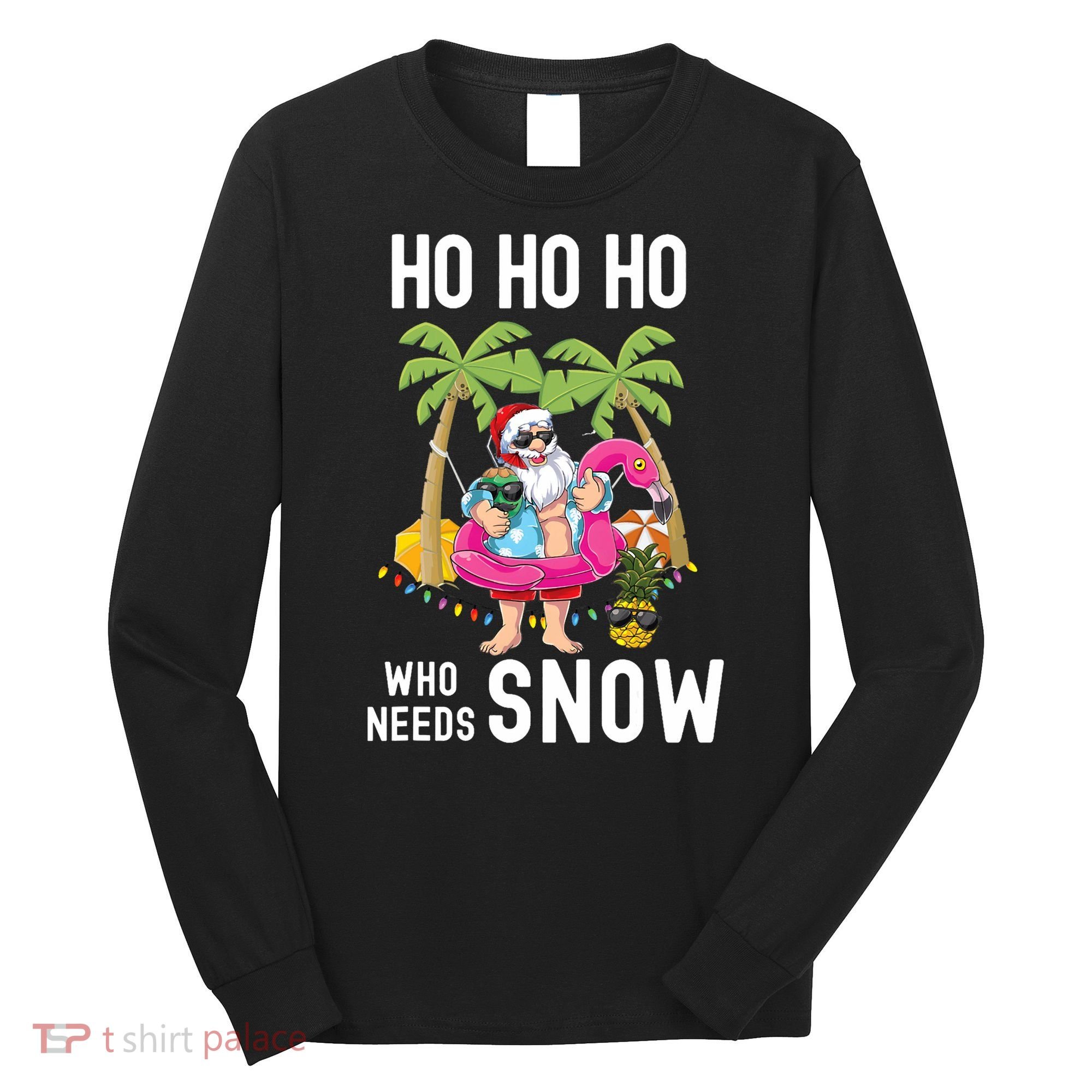 Christmas Palm Tree Santa Surfing Summer Beach Vacation Long Sleeve Shirt