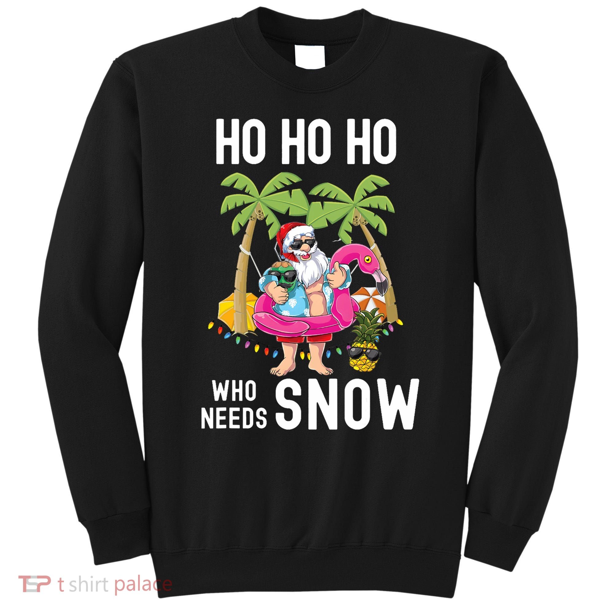 Christmas Palm Tree Santa Surfing Summer Beach Vacation Sweatshirt