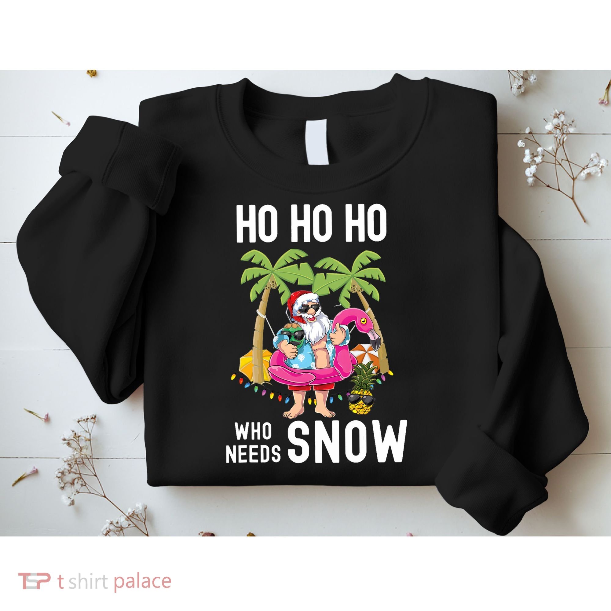 Christmas Palm Tree Santa Surfing Summer Beach Vacation Sweatshirt