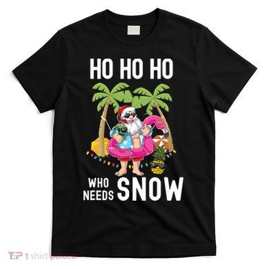 Christmas Palm Tree Santa Surfing Summer Beach Vacation T-Shirt