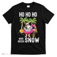 Christmas Palm Tree Santa Surfing Summer Beach Vacation T-Shirt thumb 0