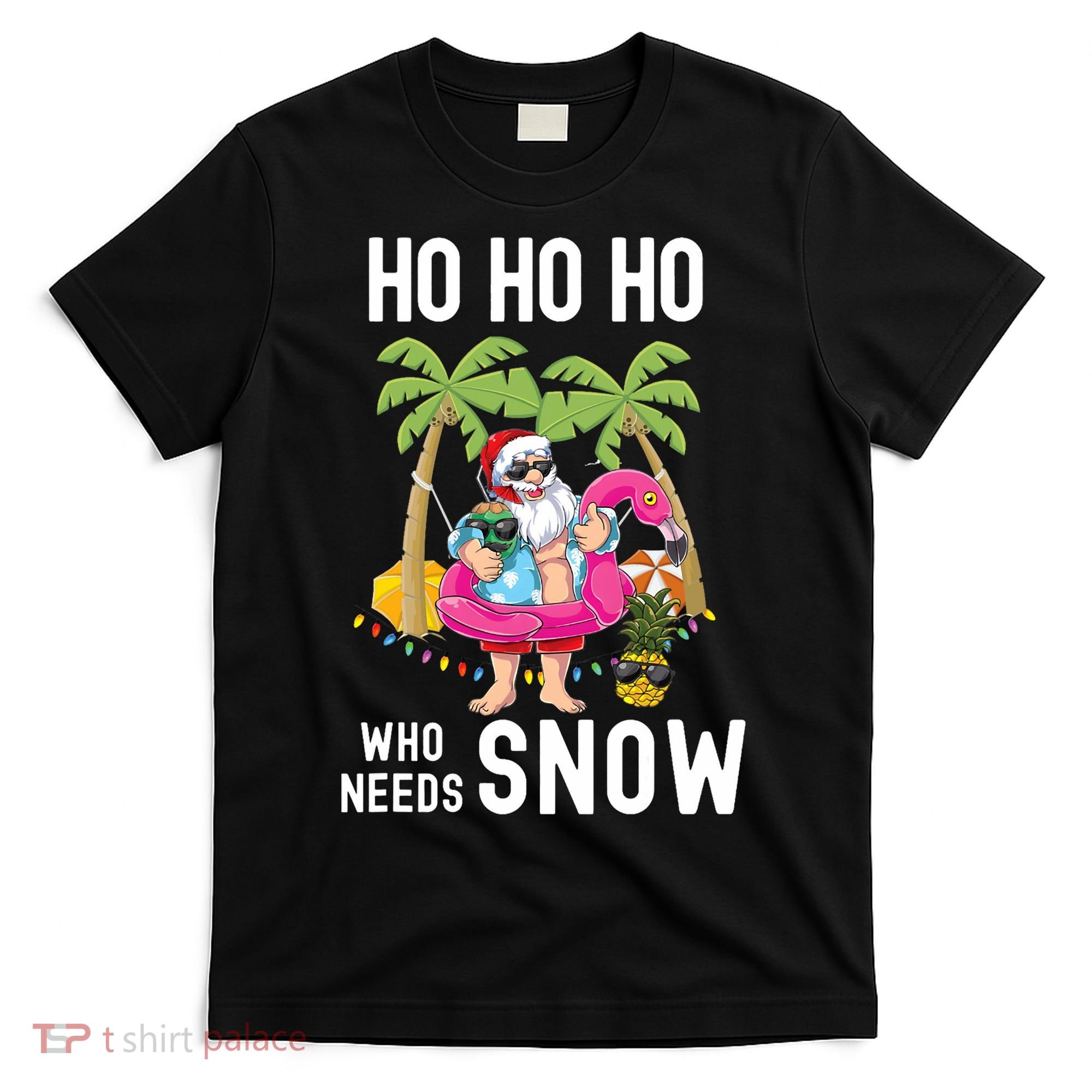 Christmas Palm Tree Santa Surfing Summer Beach Vacation T-Shirt