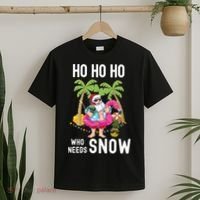 Christmas Palm Tree Santa Surfing Summer Beach Vacation T-Shirt thumb 2