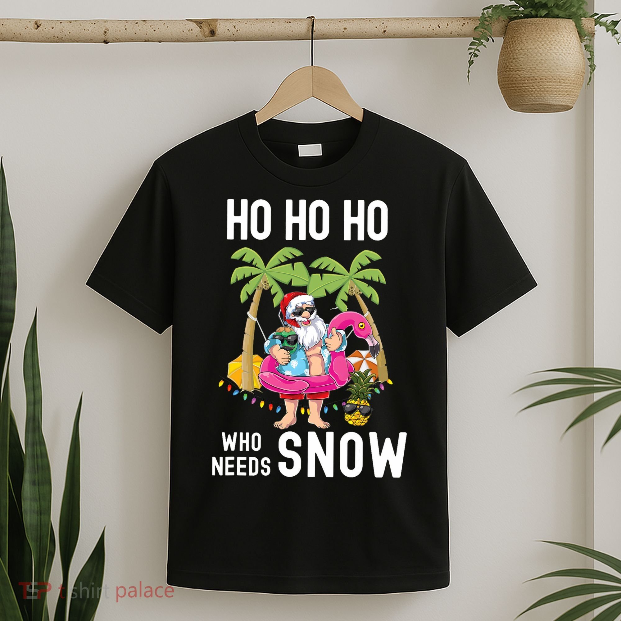 Christmas Palm Tree Santa Surfing Summer Beach Vacation T-Shirt