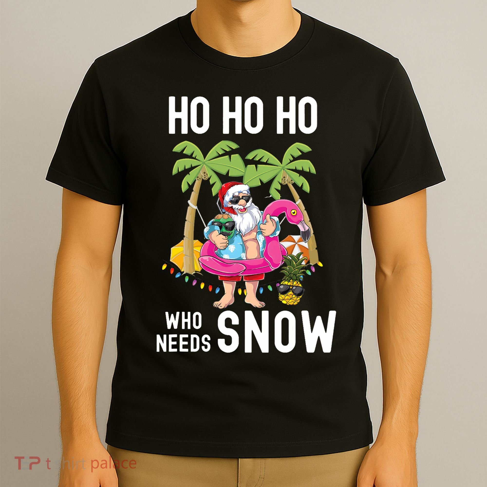 Christmas Palm Tree Santa Surfing Summer Beach Vacation T-Shirt