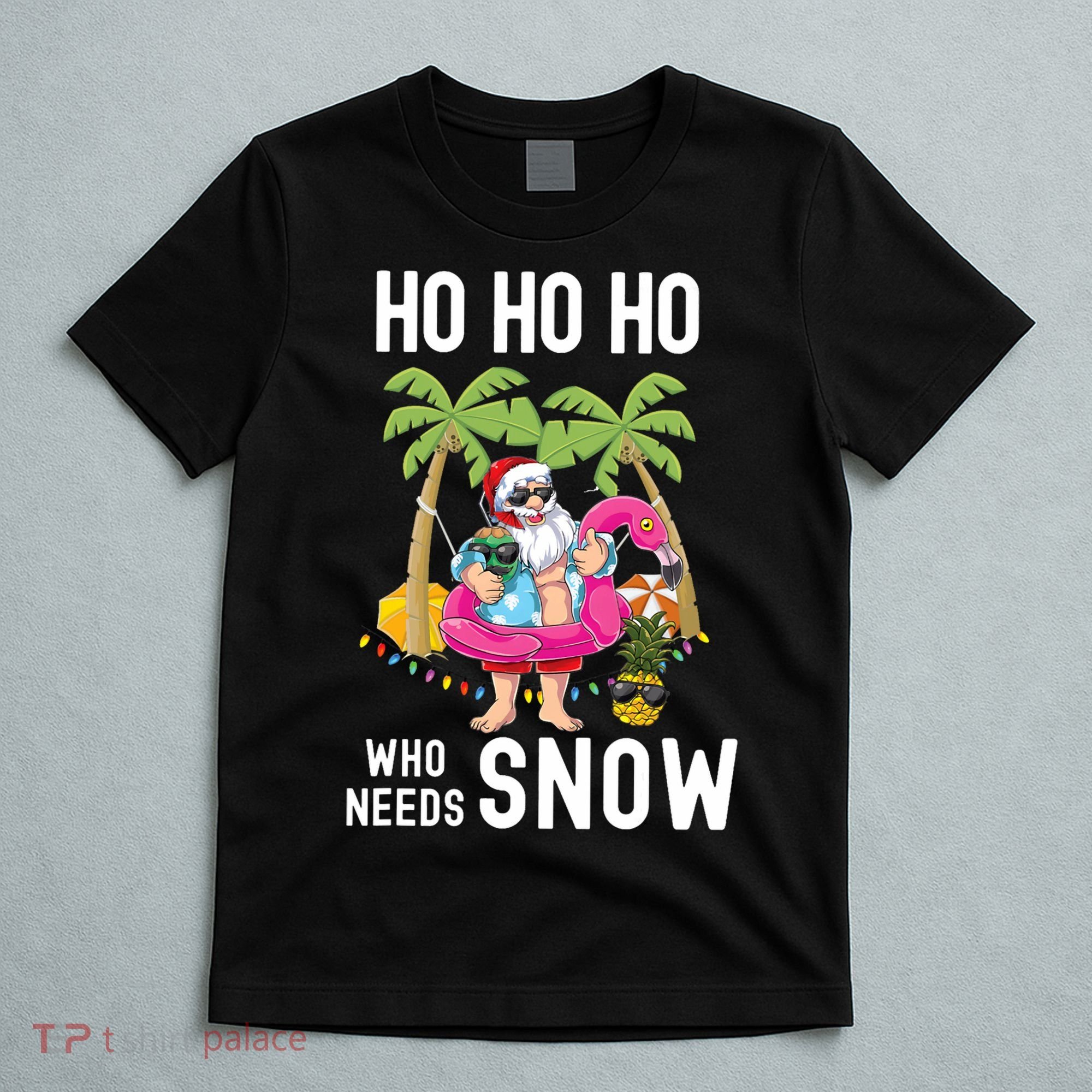 Christmas Palm Tree Santa Surfing Summer Beach Vacation T-Shirt