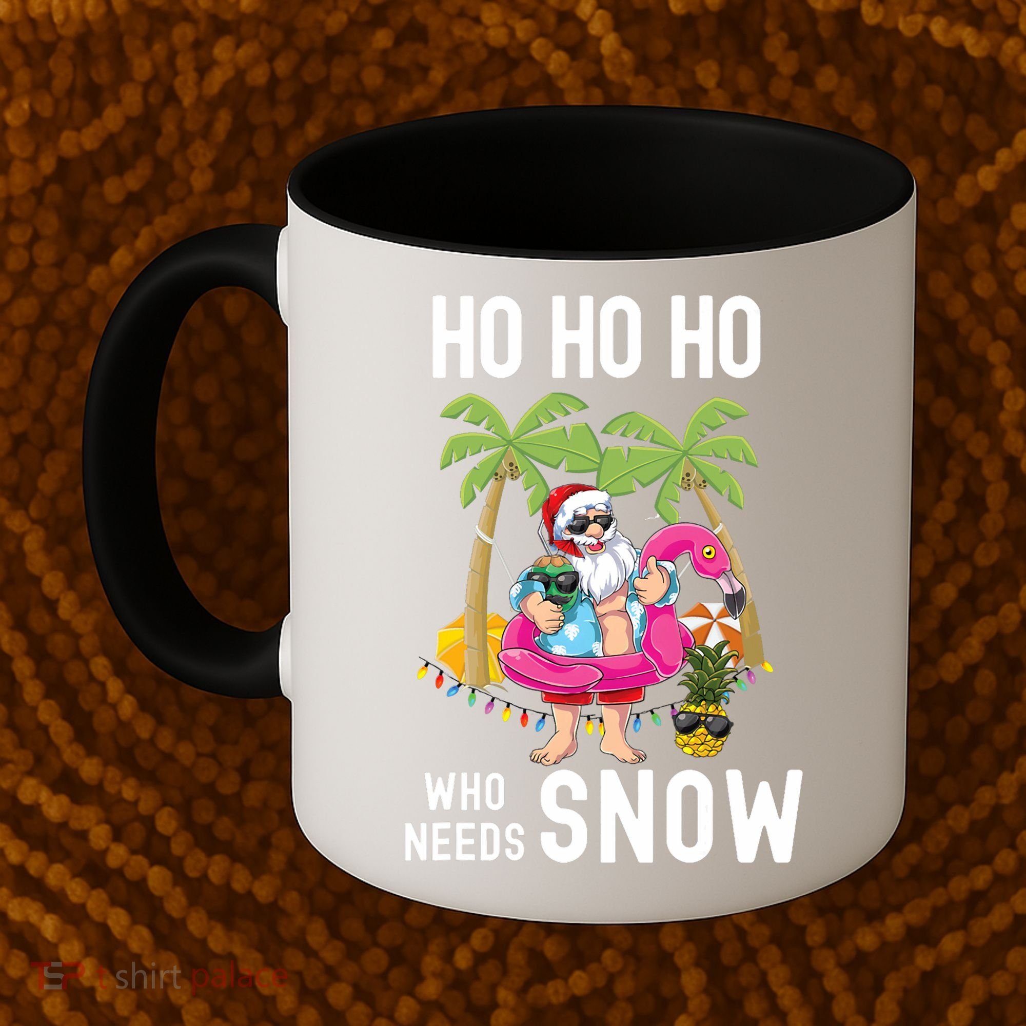 Christmas Palm Tree Santa Surfing Summer Beach Vacation Coffee Mug