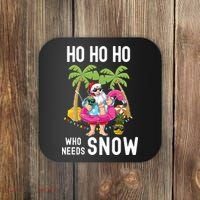 Christmas Palm Tree Santa Surfing Summer Beach Vacation Coaster thumb 0