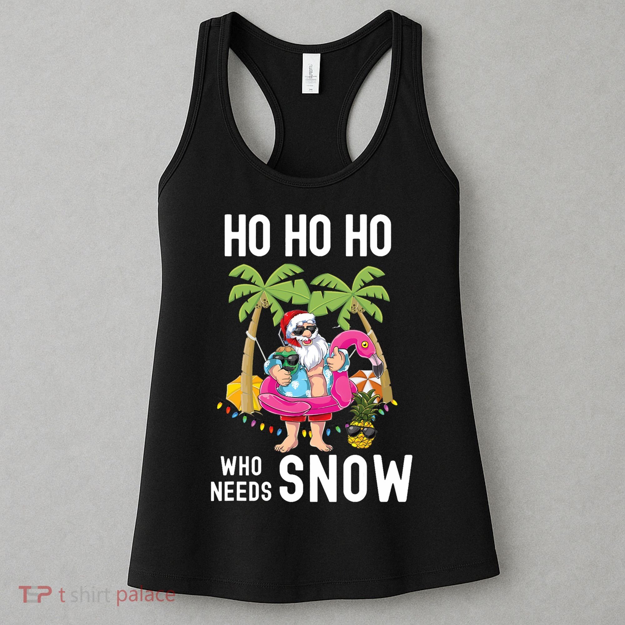 Christmas Palm Tree Santa Surfing Summer Beach Vacation Women's Tank Top