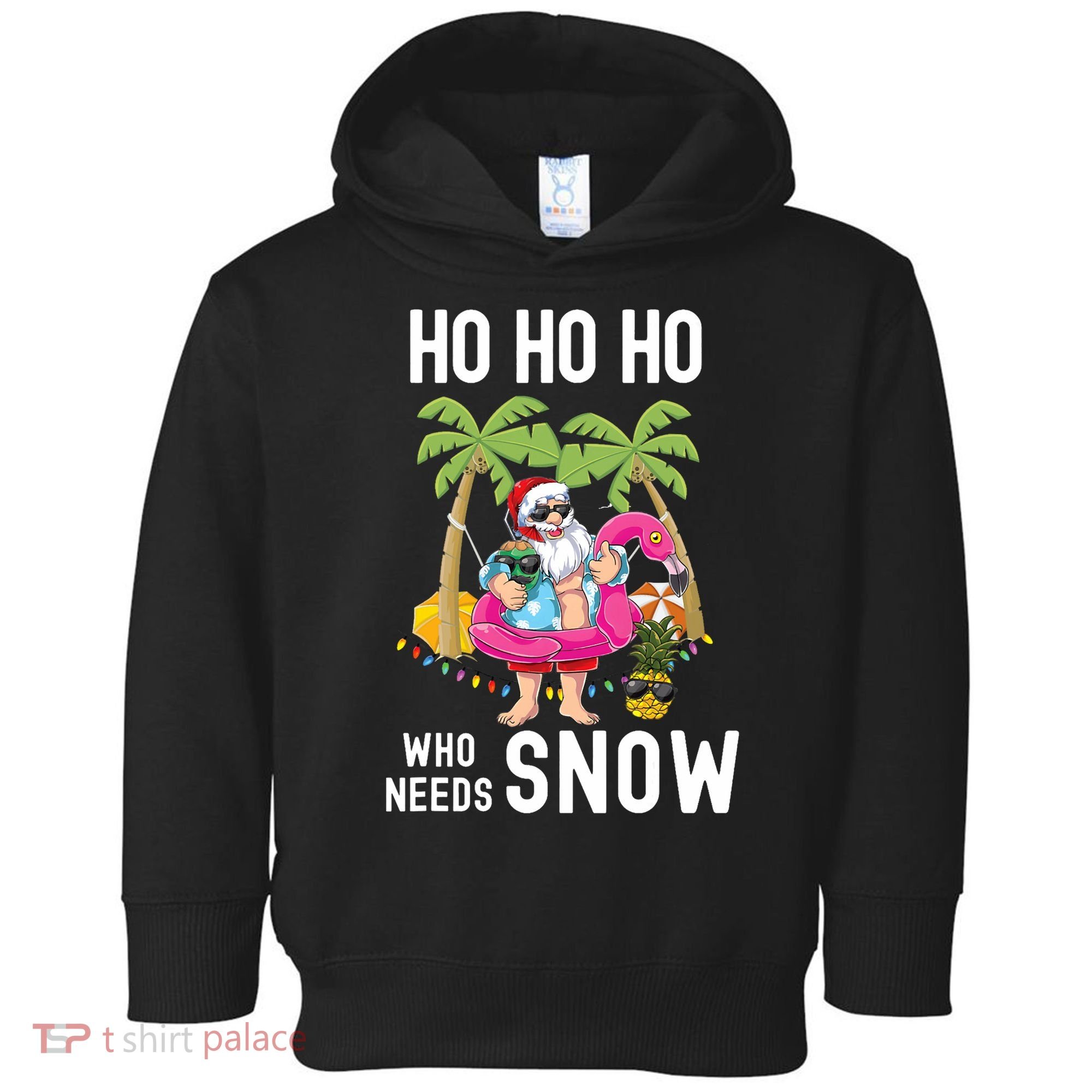 Christmas Palm Tree Santa Surfing Summer Beach Vacation Toddler Hoodie