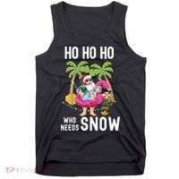 Christmas Palm Tree Santa Surfing Summer Beach Vacation Tank Top thumb 0