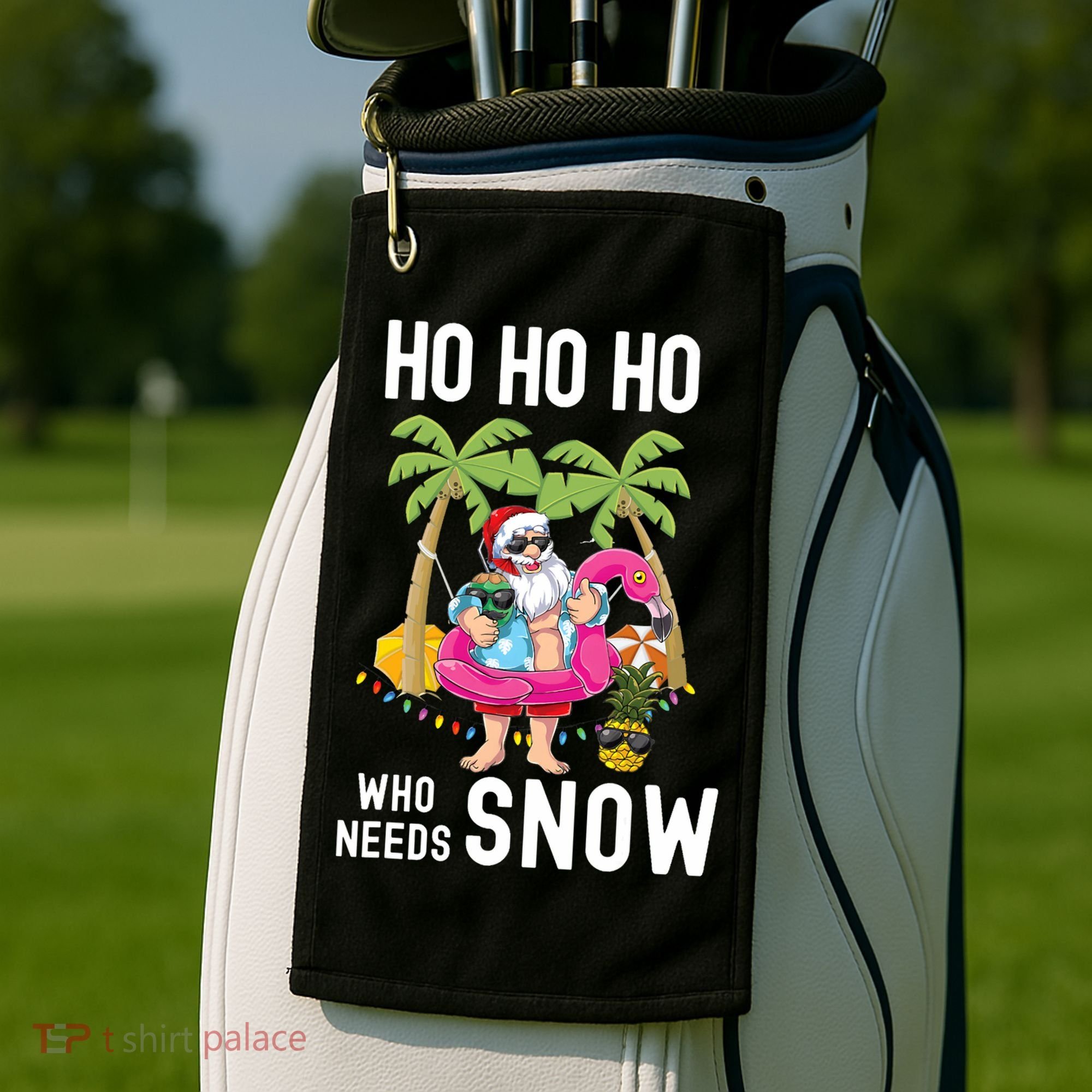 Christmas Palm Tree Santa Surfing Summer Beach Vacation Golf Towel