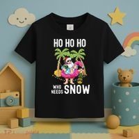 Christmas Palm Tree Santa Surfing Summer Beach Vacation Toddler T-Shirt thumb 3