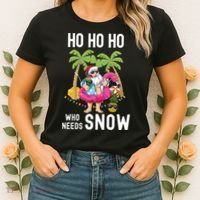 Christmas Palm Tree Santa Surfing Summer Beach Vacation Women's T-Shirt thumb 2