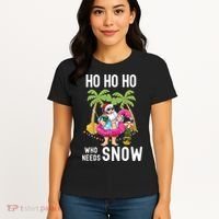 Christmas Palm Tree Santa Surfing Summer Beach Vacation Women's T-Shirt thumb 4