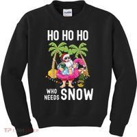 Christmas Palm Tree Santa Surfing Summer Beach Vacation Kids Sweatshirt thumb 0