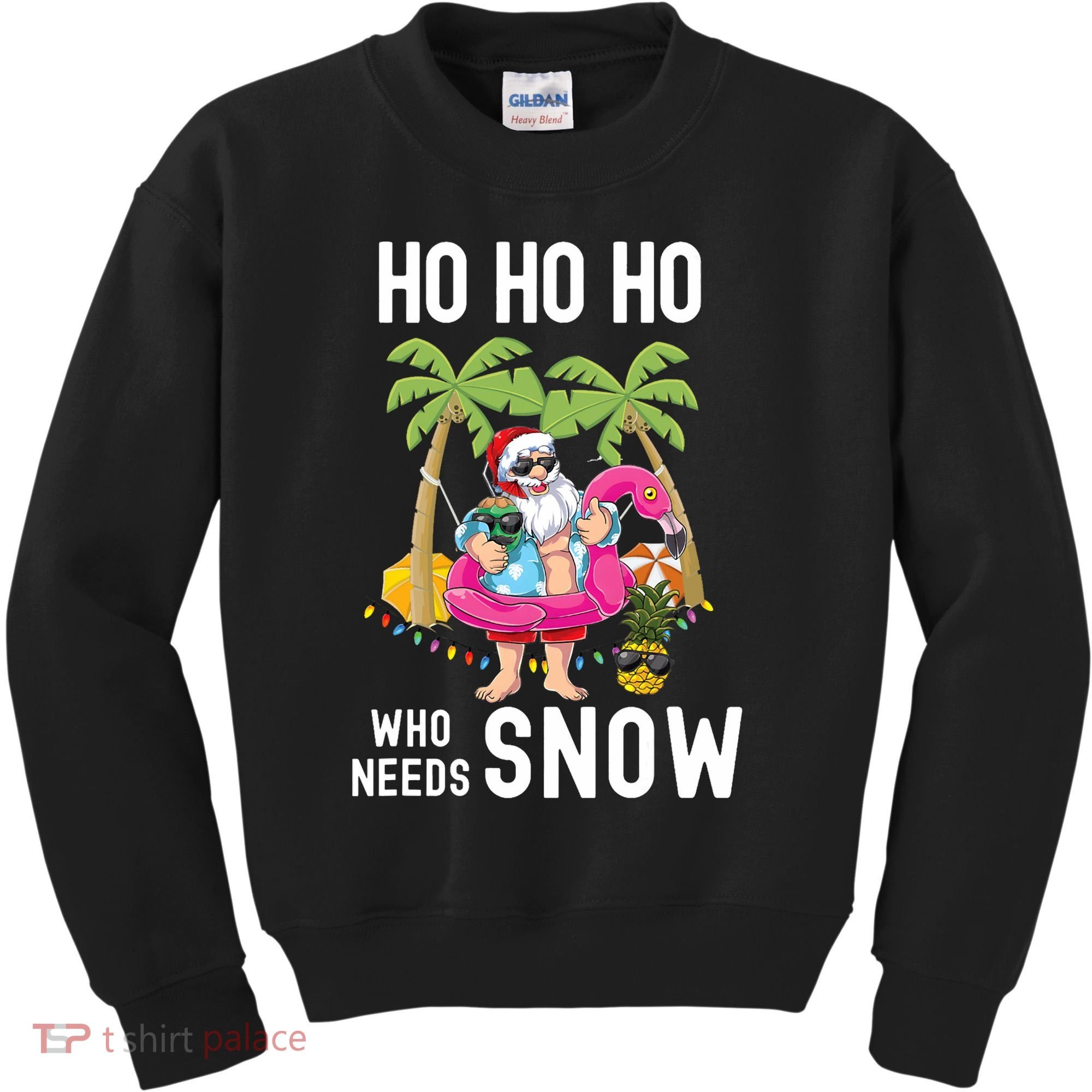 Christmas Palm Tree Santa Surfing Summer Beach Vacation Kids Sweatshirt