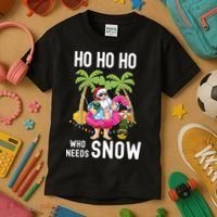 Christmas Palm Tree Santa Surfing Summer Beach Vacation Kids T-Shirt thumb 3
