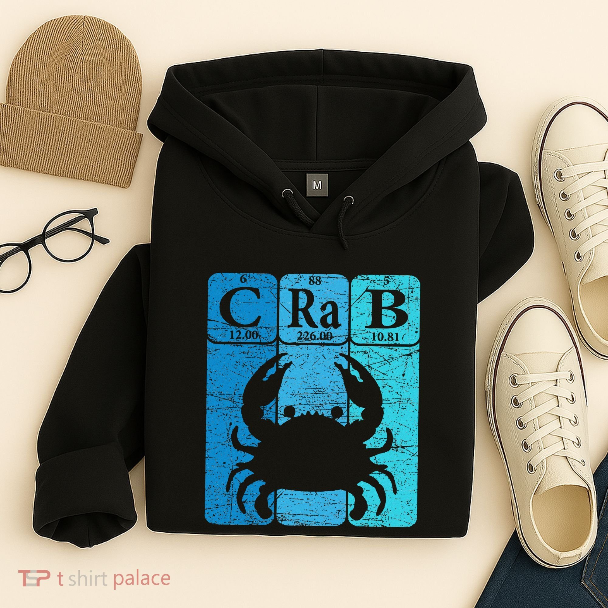 Crab Periodic Table Elements Seafood Crabbing Retro Crabber Hoodie