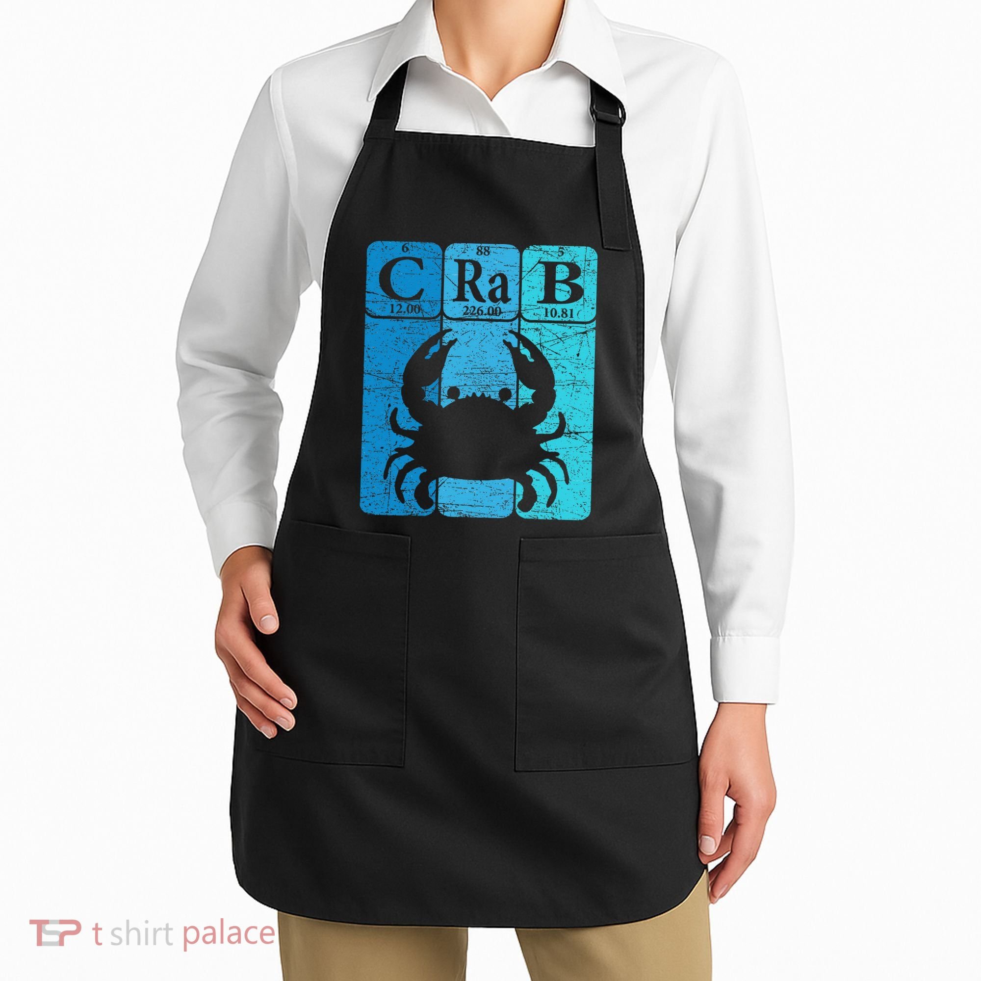Crab Periodic Table Elements Seafood Crabbing Retro Crabber Apron