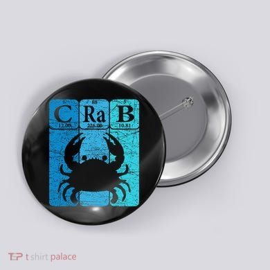 Crab Periodic Table Elements Seafood Crabbing Retro Crabber Button
