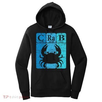 Crab Periodic Table Elements Seafood Crabbing Retro Crabber Women's Hoodie