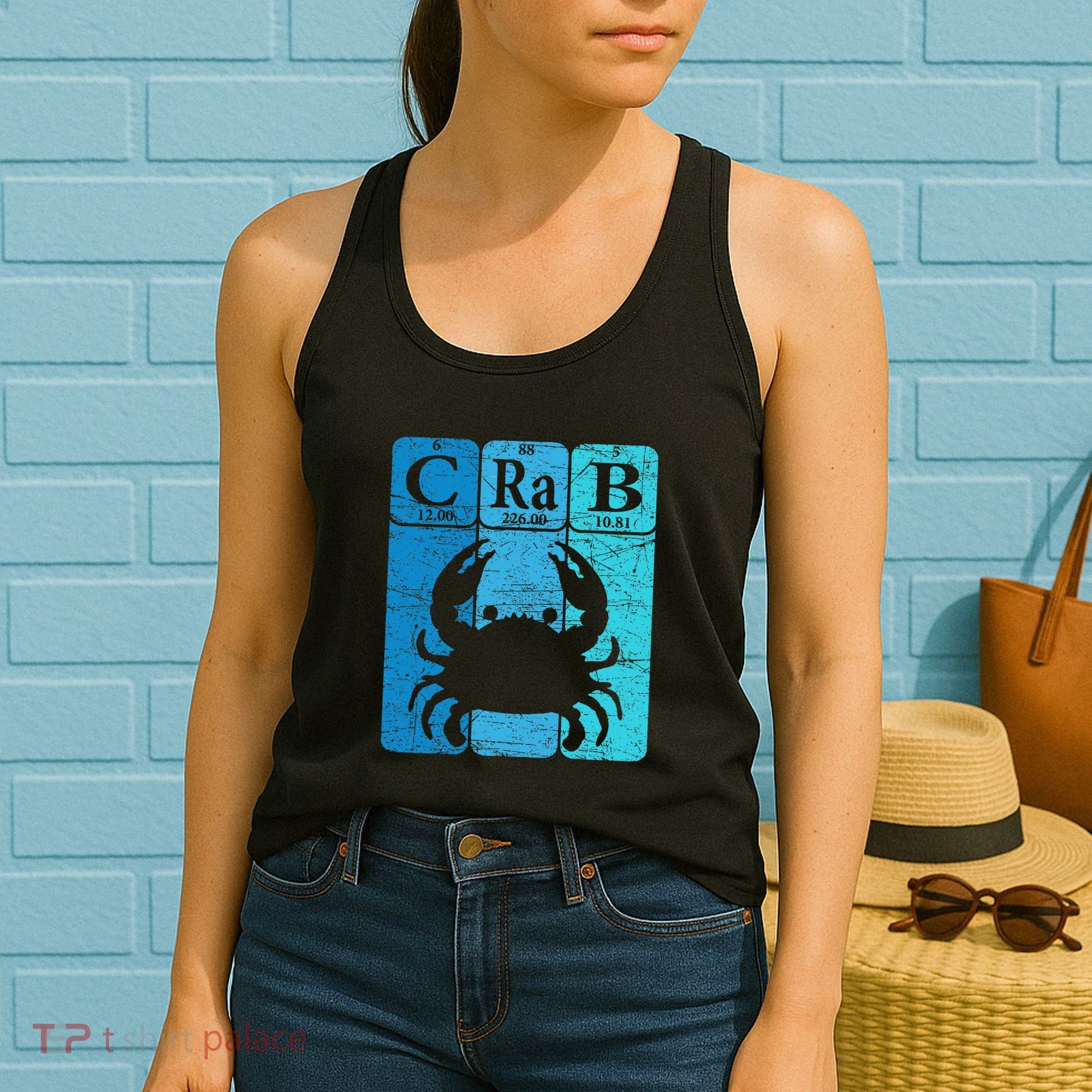 Crab Periodic Table Elements Seafood Crabbing Retro Crabber Women's Tank Top