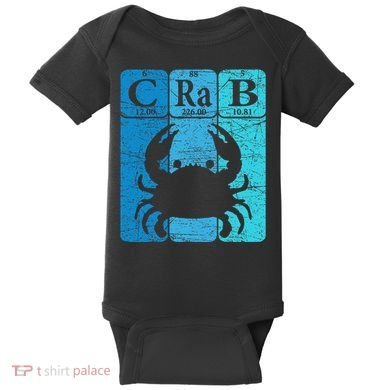 Crab Periodic Table Elements Seafood Crabbing Retro Crabber Baby Bodysuit