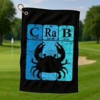 Crab Periodic Table Elements Seafood Crabbing Retro Crabber Golf Towel thumb 1