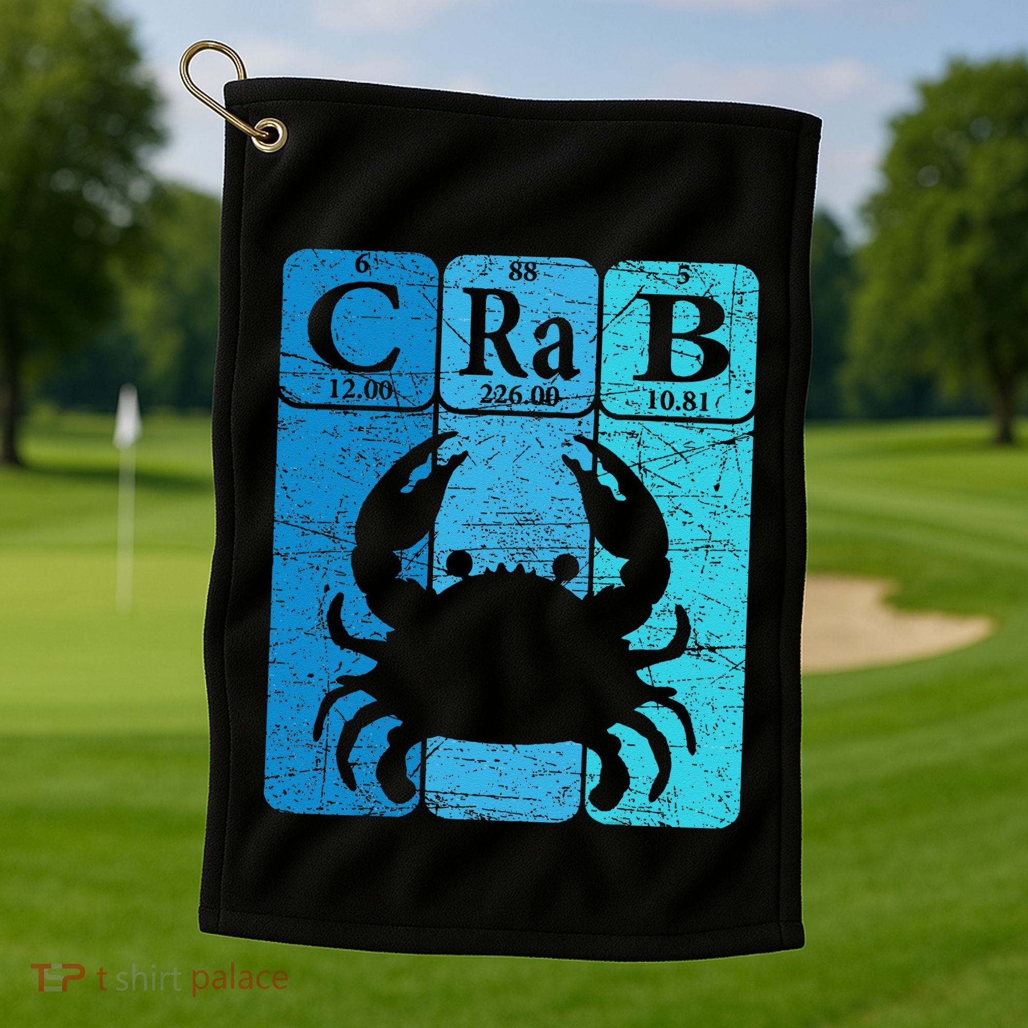 Crab Periodic Table Elements Seafood Crabbing Retro Crabber Golf Towel