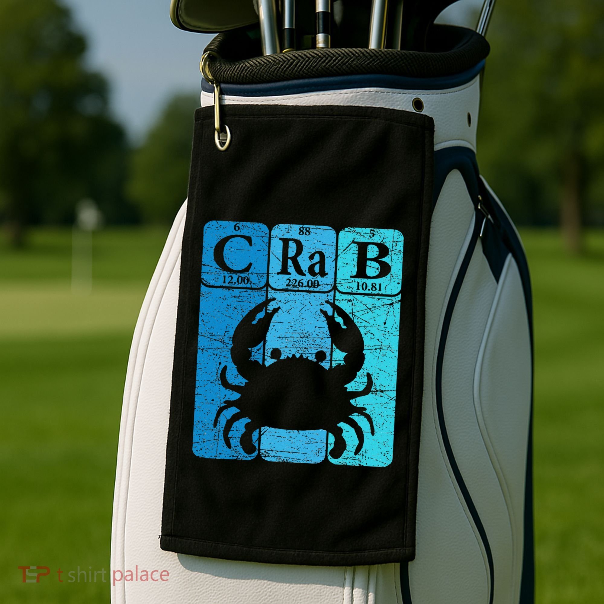 Crab Periodic Table Elements Seafood Crabbing Retro Crabber Golf Towel