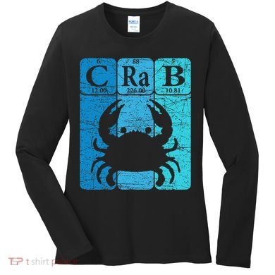 Crab Periodic Table Elements Seafood Crabbing Retro Crabber Women's Long Sleeve Shirt
