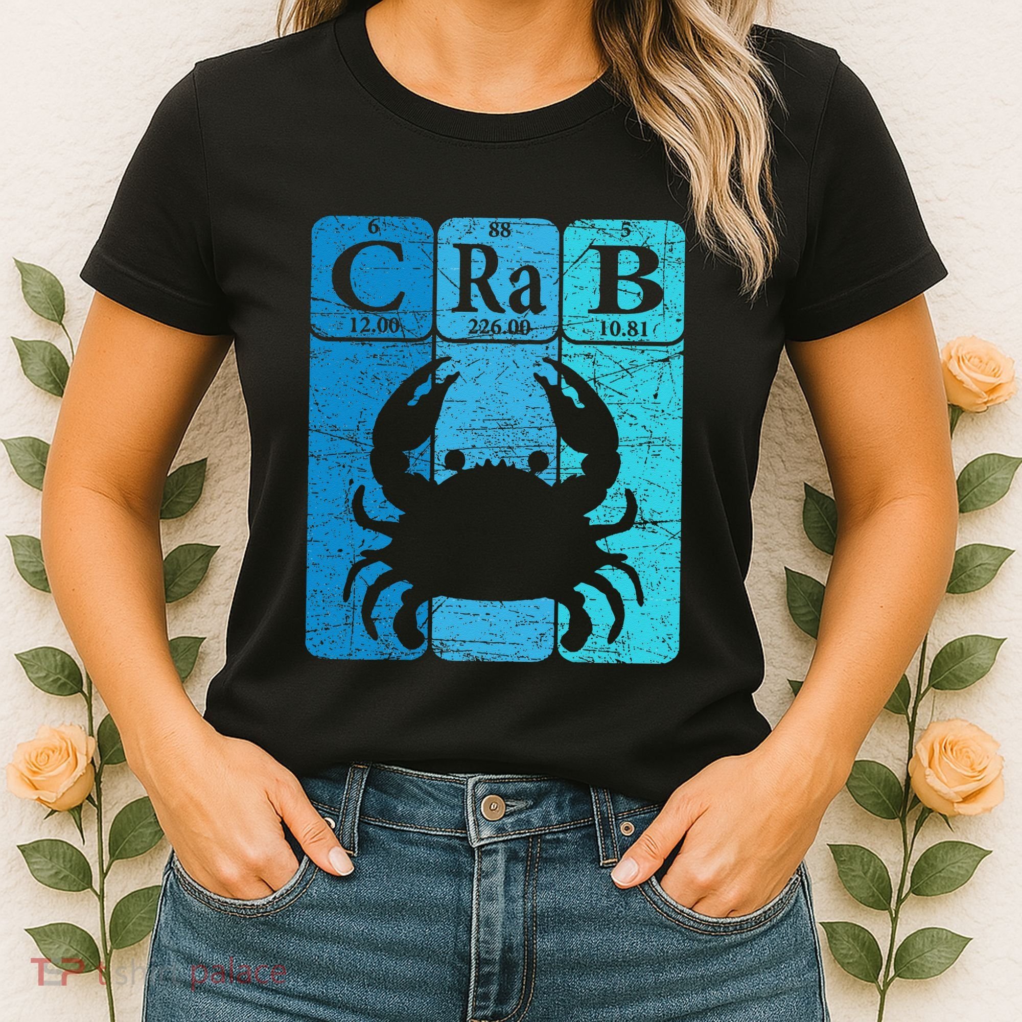Crab Periodic Table Elements Seafood Crabbing Retro Crabber Women's T-Shirt