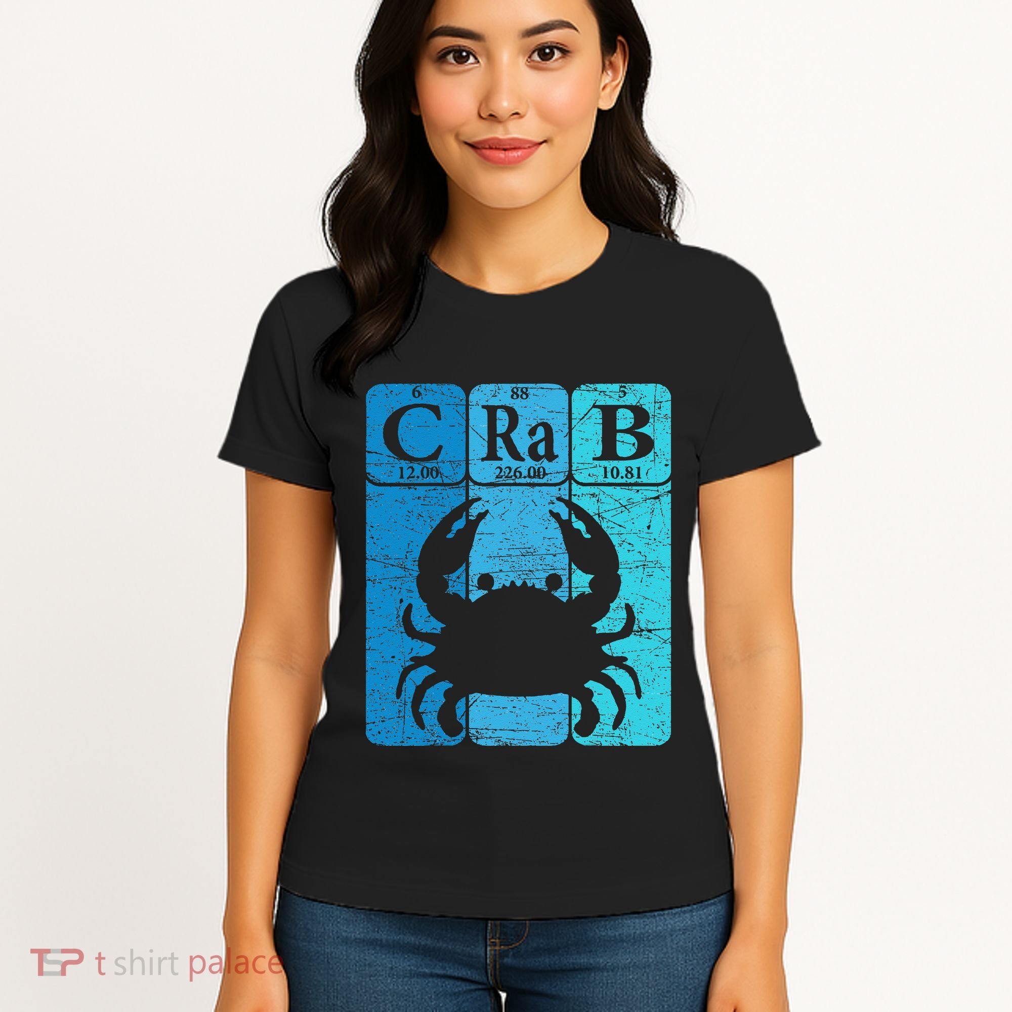 Crab Periodic Table Elements Seafood Crabbing Retro Crabber Women's T-Shirt