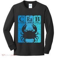 Crab Periodic Table Elements Seafood Crabbing Retro Crabber Kids Long Sleeve Shirt thumb 0