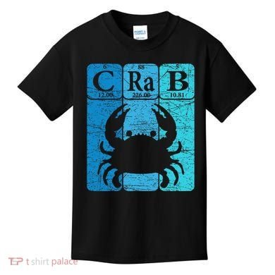 Crab Periodic Table Elements Seafood Crabbing Retro Crabber Kids T-Shirt